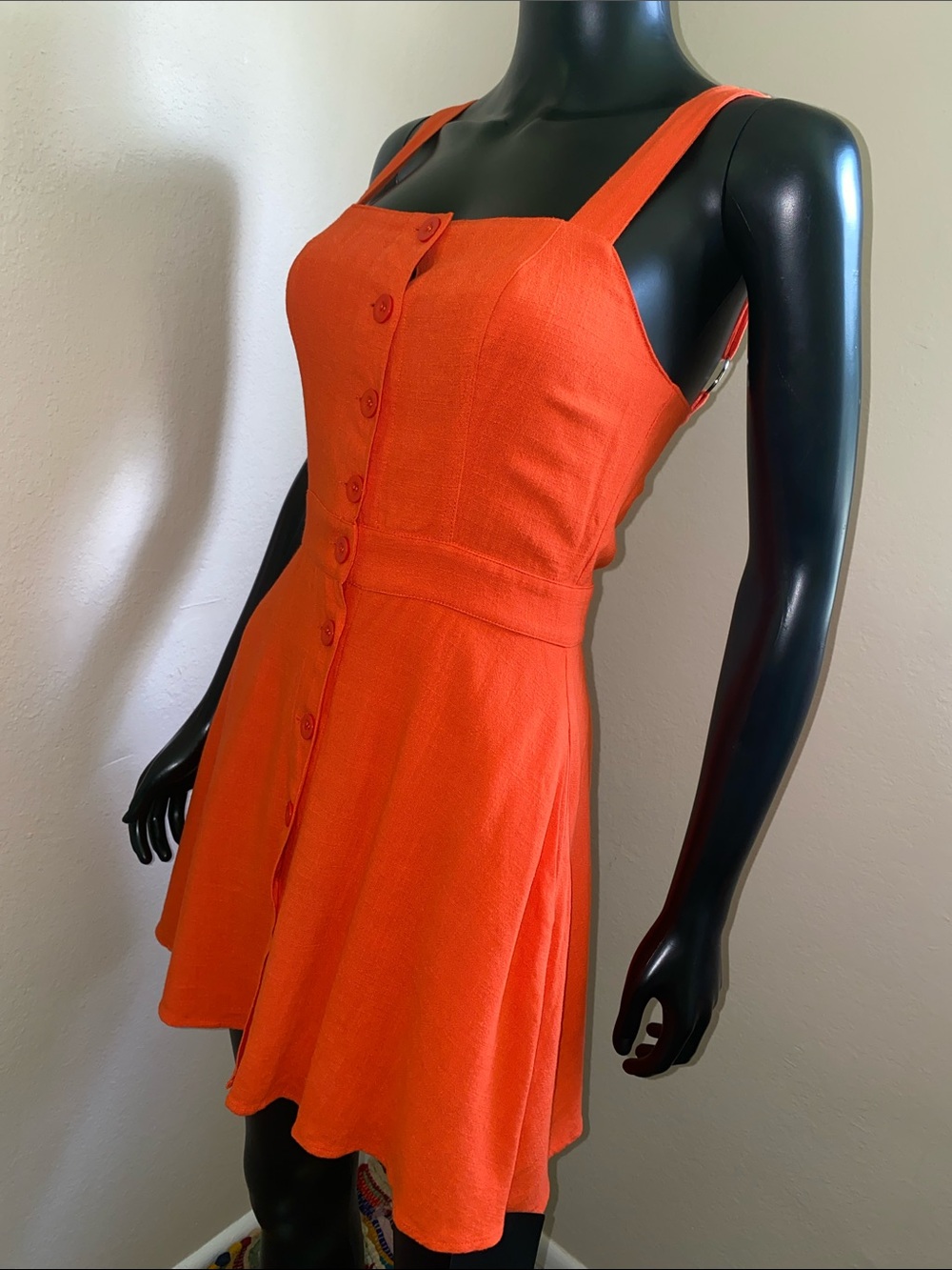 Lulu's Bright Orange Button-Front Mini Dress NWTs - Picture 4 of 15